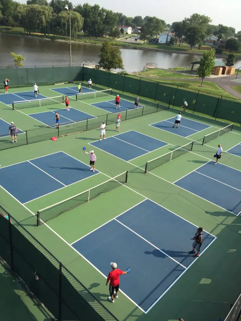 The six outdoor pickleball courts at Fabbrini Park. 